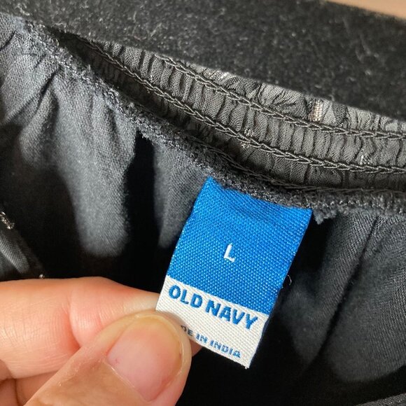 Old Navy Black Metallic Silver‎ Balloon Sleeve Dress Sz L Dressy Chiffon Boho - Picture 3 of 7